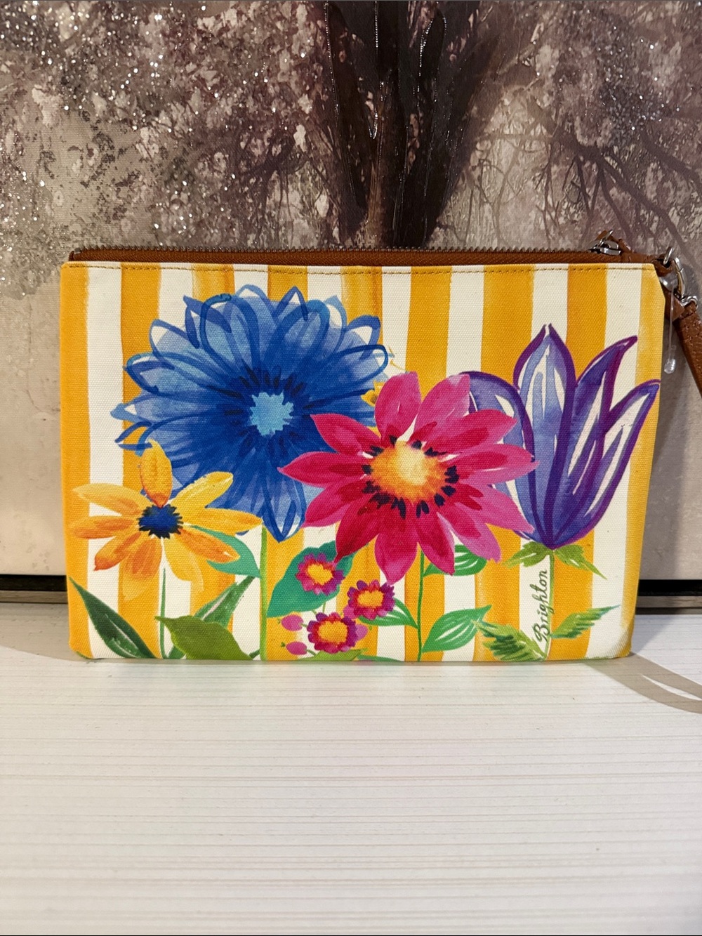 Brighton Violet Floral
Coated Canvas Wristlet